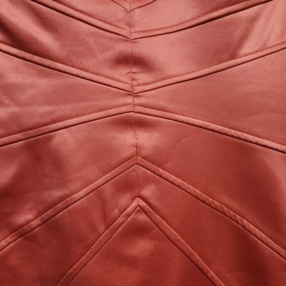 Satin Coral Bodycon Dress With Back Cutout Size 4 - Picture 5 of 13